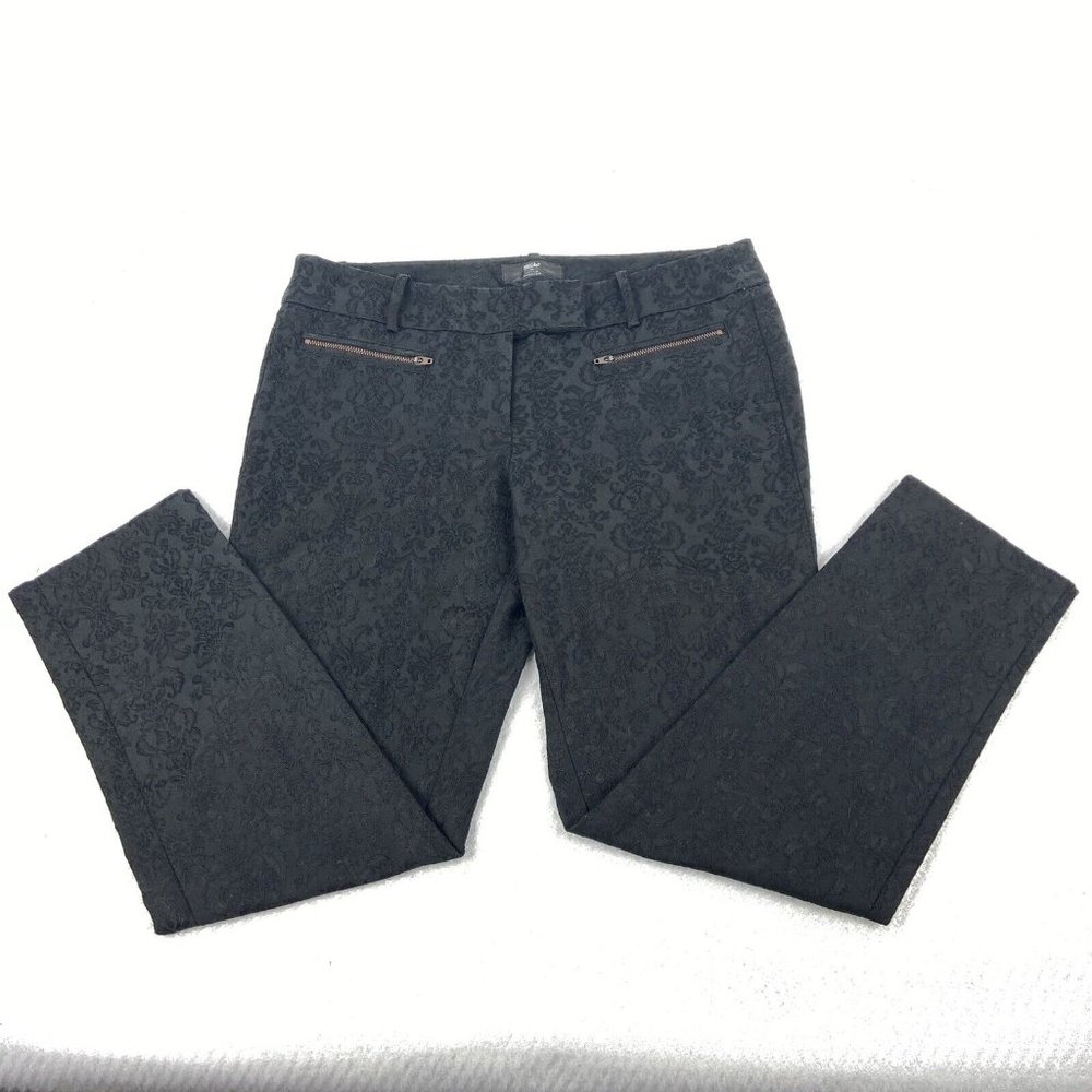 Mossimo Women Pants Skinny Stretch Black Brocade Design Size 10
